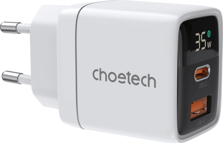 Choetech PD6052 USB Type-C / USB Type-A GaN Hálózati töltő - Fehér (35W)