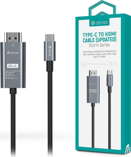 Devia Storm Series ST399145 USB-C - HDMI Kábel 2m - Fekete Devia Storm Series ST399145 USB-C - HDMI Kábel 2m - Fekete