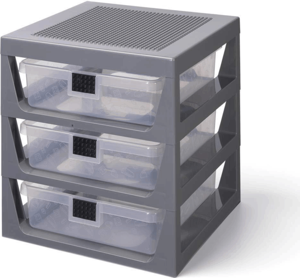 LEGO 3 fiókos tároló állvány - Szürke