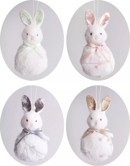 QX Toys Felakasztható 11 cm magas masnis nyuszi Húsvéti Dekoráció - Többféle