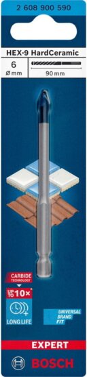 Bosch 2608900590 Expert HEX-9 HardCeramic Fúrószár 6x90mm Bosch 2608900590 Expert HEX-9 HardCeramic Fúrószár 6x90mm