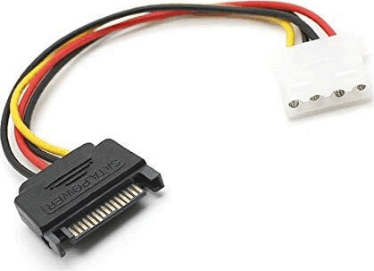 BlackBird BH1501 SATA 15pin - Molex 4pin tápkábel 12cm - Színes