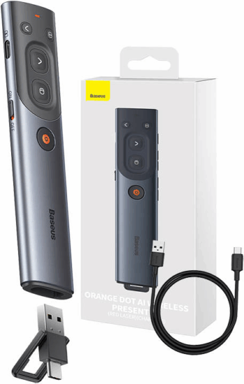Baseus Orange Dot Multifunkcionális Vezeték nélküli lézermutató - Szürke