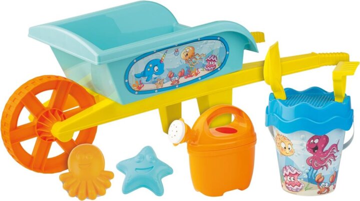 Tengeri állatos homokozó szett talicskával - 8 darabos