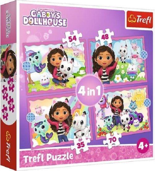 Trefl Gabi babaháza Macskalandok 4 az 1-ben puzzle 35, 48, 54, 70 darabos