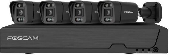 Foscam FNA108E-B4-2T BLACK PoE Kamera Rendszer készlet - Fekete (1x bázis / 4x Bullet kamera)