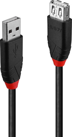 Lindy 42817 USB-A anya - USB-A apa Aktiív hosszabbító kábel - Fekete (5m)