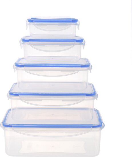 TOO KT-140 Műanyag téglalap ételtároló készlet 0,24L + 0,5L + 1L + 1,5L + 2,5L (5 db)