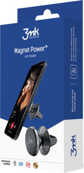 3mk Magnet Power Car Holder Mágneses univerzális Mobiltelefon autós tartó - Fekete