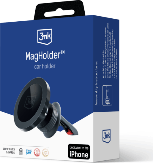 3mk MagHolder Univerzális Mobiltelefon autós tartó / töltő - Fekete