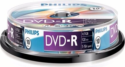 Philips DVD-R Egyszer Írható DVD Lemez Hengerdoboz (10db/cs)