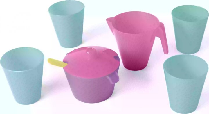 Wader Party Time étkészlet 8 darabos - Rózsaszín