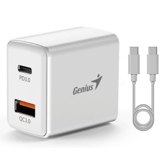 Genius PD-20ACP USB-A / USB-C Hálózati töltő - Fehér (20W)