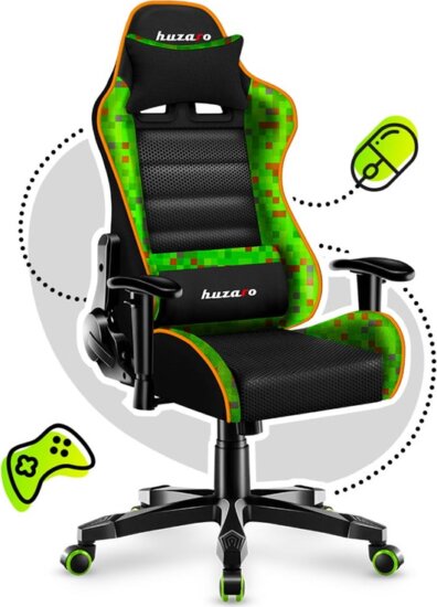 Huzaro Ranger 6.0 Gyerek Minecraft Gamer szék - Fekete/Zöld Huzaro Ranger 6.0 Gyerek Minecraft Gamer szék - Fekete/Zöld