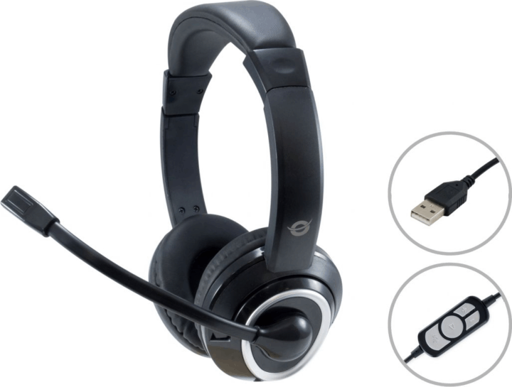 Conceptronic POLONA04B Vezetékes Fejhallgató Headset - Fekete