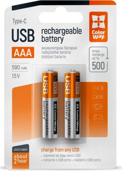 Colorway CW-UBAAA-09 AAA 590mAh Újratölthető Elem (2db/csomag)