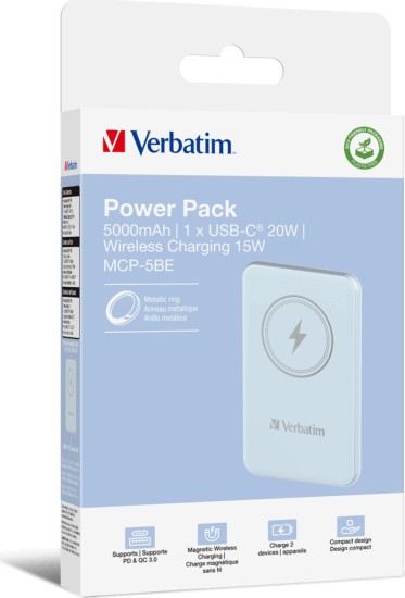 Verbatim MAG Charge 'n' Go Powerbank 5000mAh 15W (1,67 - 2.4A / 5-9V) - Kék