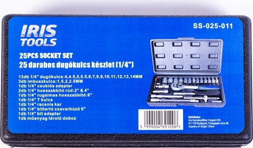 IRIS TOOLS SS-025-011 25 darabos dugókulcs készlet (1/4")
