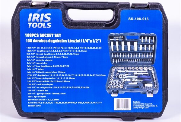 IRIS TOOLS SS-108-013 108 darabos dugókulcs készlet (1/4"&1/2")