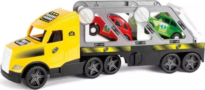 Wader: Magic Truck Action retro autószállító kamion kisautókkal - 79 cm