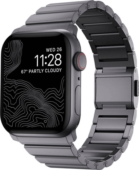 Nomad Apple Watch S4/S5/S6/S7/S8/S9/SE/Ultra Fém Szíj 42/44/45/49mm - Szürke