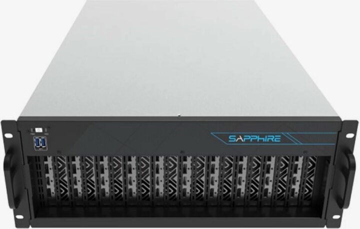 Sapphire INCA EP-10 GPU 4U Rack Szerver (AMD EPYC 3251 / max. 512GB / 4x SATA III / 1x M.2 PCI-e Gen3 x4 / 1600W)