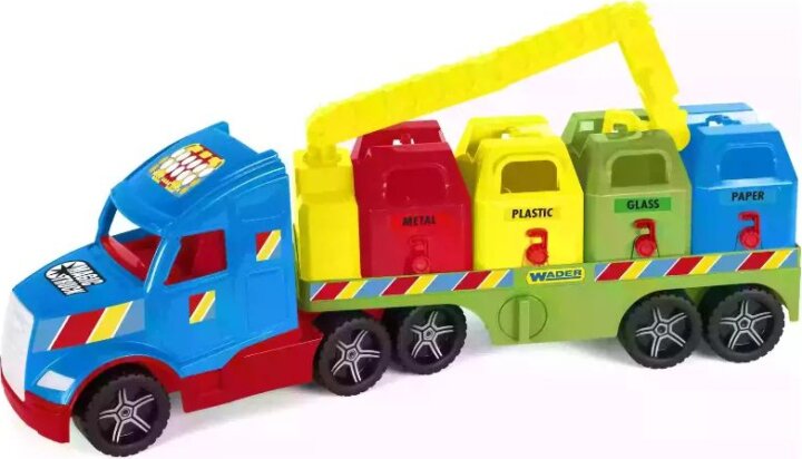 Wader: Magic Truck Basic szelektív kukásautó - 79 cm