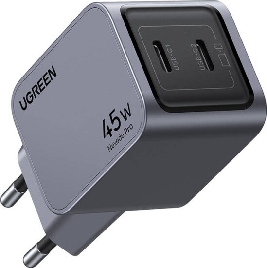Ugreen Nexode Pro 2xUSB-C Hálózati Gyorstöltő Adapter 45W - Szürke