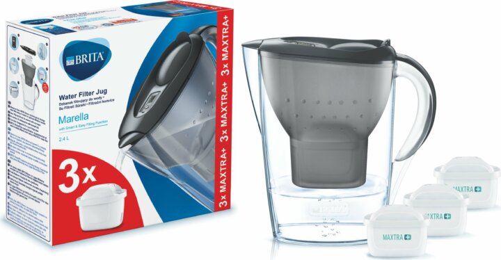 Brita Marella Maxtra Pro Vízszűrő Kancsó 2,4L szürke + 3db Maxtra Pro szűrőbetét
