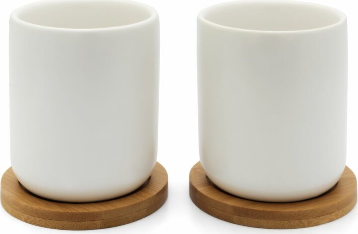 Bredemeijer Teáscsésze készlet 200ml bambusz alátéttel 2db - Fehér