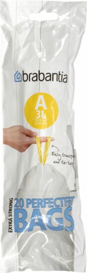 Brabantia 311727 PerfectFit szemeteszsák 3L 20 darab - fehér