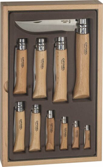 Opinel 001314 Zsebkés Bicska 10 darabos készlet díszdobozban - Bükkfa markolattal Opinel 001314 Zsebkés Bicska 10 darabos készlet díszdobozban - Bükkfa markolattal