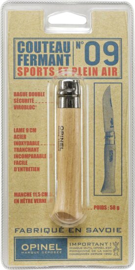 Opinel 001254 No.09 Összecsukható Zsebkés - Fa markolattal Opinel 001254 No.09 Összecsukható Zsebkés - Fa markolattal