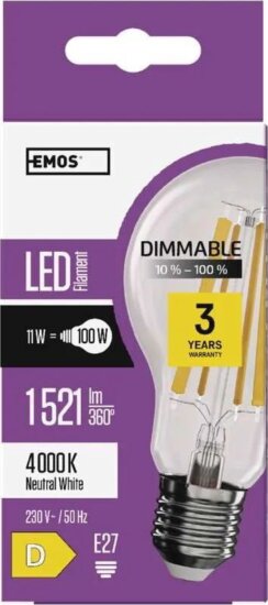 Emos LED Filament Izzó 11W 1521lm 4000K E27 - Természetes Fehér