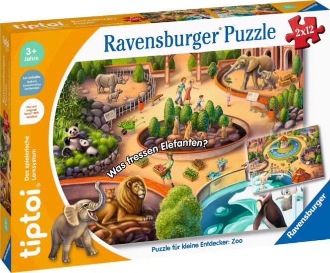 Ravensburger Kis felfedezők: Állatkert 2 x 12 darabos tiptoi Oktató Puzzle Ravensburger Kis felfedezők: Állatkert 2 x 12 darabos tiptoi Oktató Puzzle