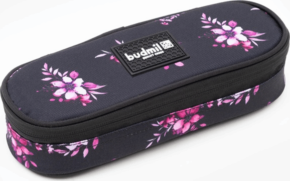 Budmil 10120083 egyrekeszes mintás tolltartó - Fekete/Rózsaszín