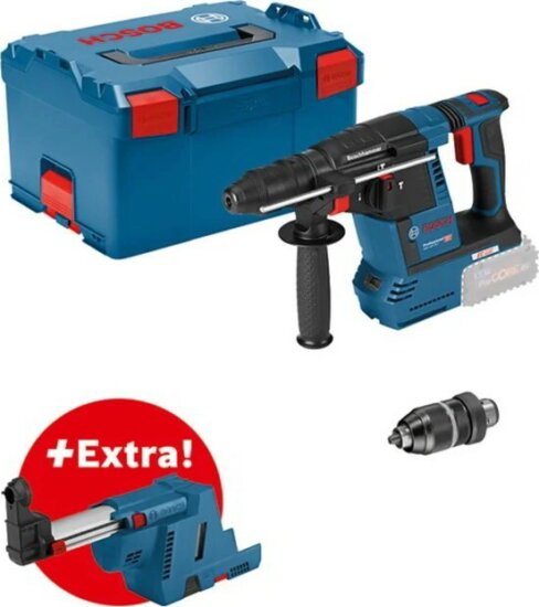 Bosch GBH 18V-26 F Professional Solo Akkus Fúró-vésőkalapács + GDE 18V-16 Porelszívó Adapter Bosch GBH 18V-26 F Professional Solo Akkus Fúró-vésőkalapács + GDE 18V-16 Porelszívó Adapter