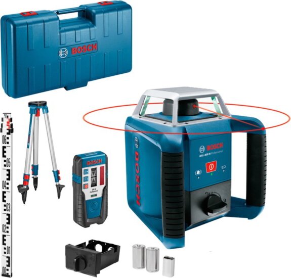 Bosch GRL 400 H Professional Forgólézer Szintező készlet 400m + Állvány