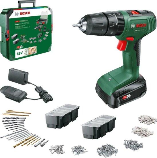 Bosch EasyImpact 18V-40 Akkus Ütvefúró-csavarozó 18V Akku + Doboz Bosch EasyImpact 18V-40 Akkus Ütvefúró-csavarozó 18V Akku + Doboz