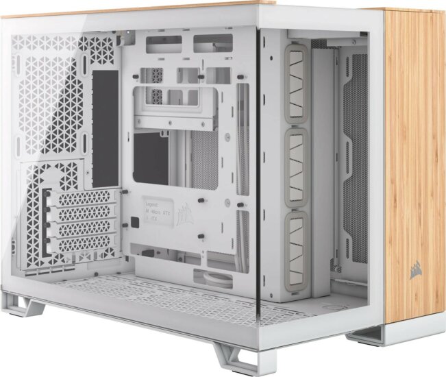 Corsair 2500X Mini Tower Extended ATX számítógépház - Fehér fém / Bambusz fa Corsair 2500X Mini Tower Extended ATX számítógépház - Fehér fém / Bambusz fa