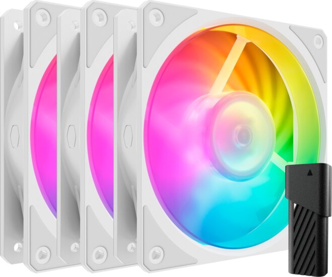 Cooler Master Mobius 120P ARGB 120mm Rendszerhűtő ventilátor 3db - Fehér