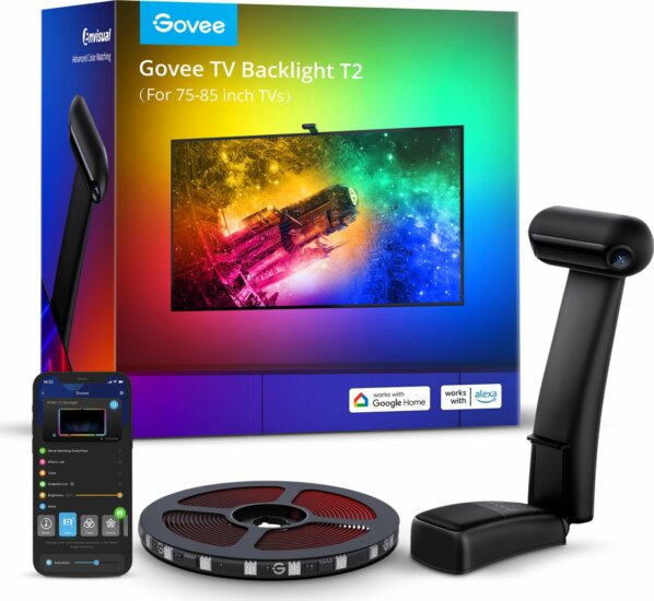 Govee H605C311 Envisual TV RGBIC Dekor LED háttérvilágítás T2 Dual kamerával (55" - 65")