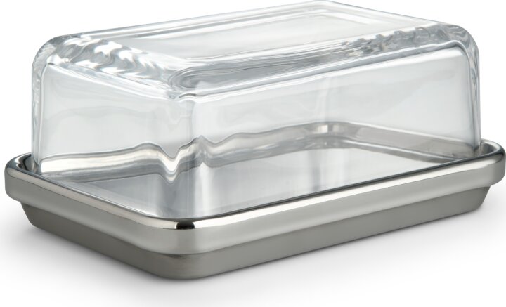 Alessi ES03 Butterdose Rozsdamentes Acél Vajtartó Üvegfedővel - Átlátszó / Ezüst Alessi ES03 Butterdose Rozsdamentes Acél Vajtartó Üvegfedővel - Átlátszó / Ezüst