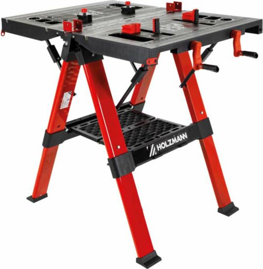 Holzmann WST100SOLID Munkapad beépített Satuval 820 x 630 mm - Fekete / Piros