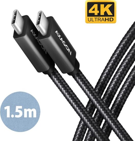 Axagon BUCM32 USB-C apa - USB-C apa 3.2 Adat és töltő kábel - Fekete (1,5m)