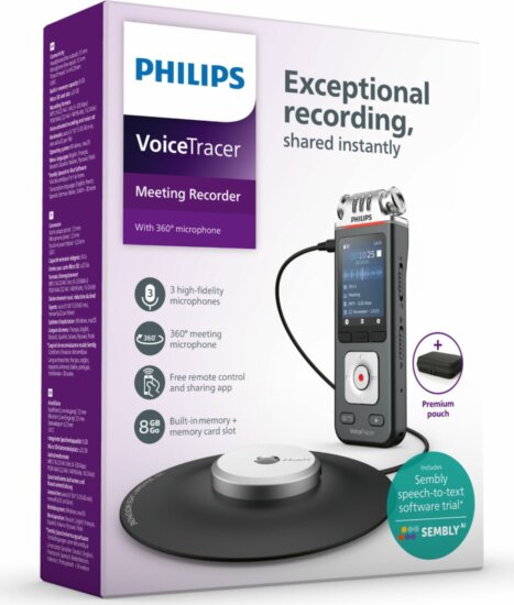 Philips DVT 8115 Voice Tracer Meeting Recorder Diktafon 8GB - Szürke