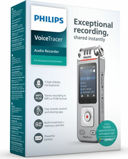Philips DVT 4115 Voice Tracer Audio Recorder Diktafon 8GB - Ezüst