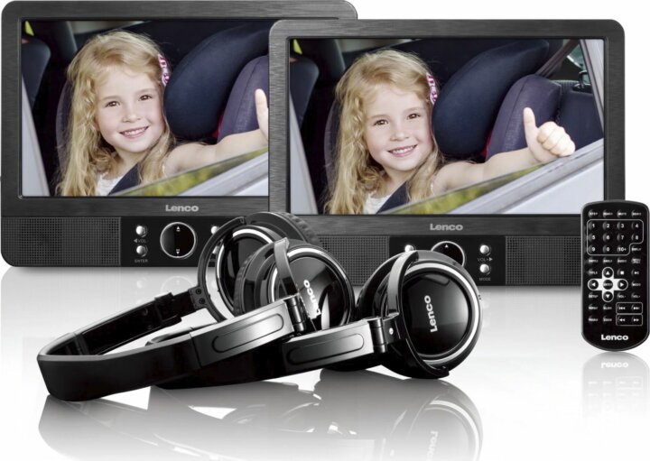 Lenco MES-415 Hordozható DVD lejátszó 2 darabos Autós készlet Fülhallgatóval