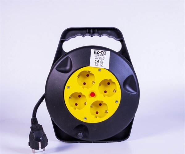 TOO CRB-4100Hosszabbító 4 aljzatos Kábeldob 10m - Fekete