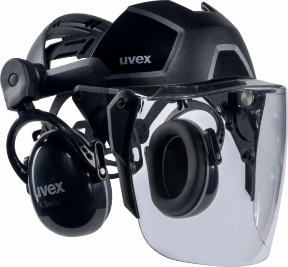 Uvex Pheos Munkavédelmi Sisak Arc és fülvédővel - Fekete